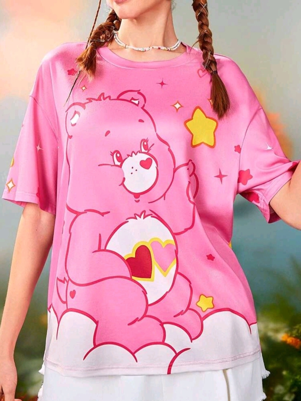 Pink Care Bear Graphic Tee